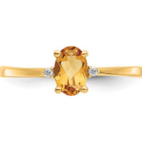 14K Yellow Gold Citrine Birthstone Ring with Round Diamond Accents - 0.40 Carat Citrine, 0.008 Carat Diamonds by Oro Pregiato