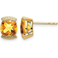 14K Yellow Gold Citrine Cushion-Cut Stud Earrings - 0.892 Carat Total Citrine Weight by Monteluci Fine Jewelry