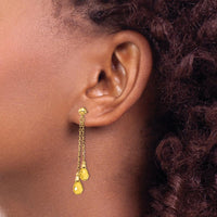 14K Yellow Gold Citrine Dangle Earrings with Pear-Shaped Faceted Stones - 1.50 Carat Total Citrine Weight by Monteluci Fine Jewelry