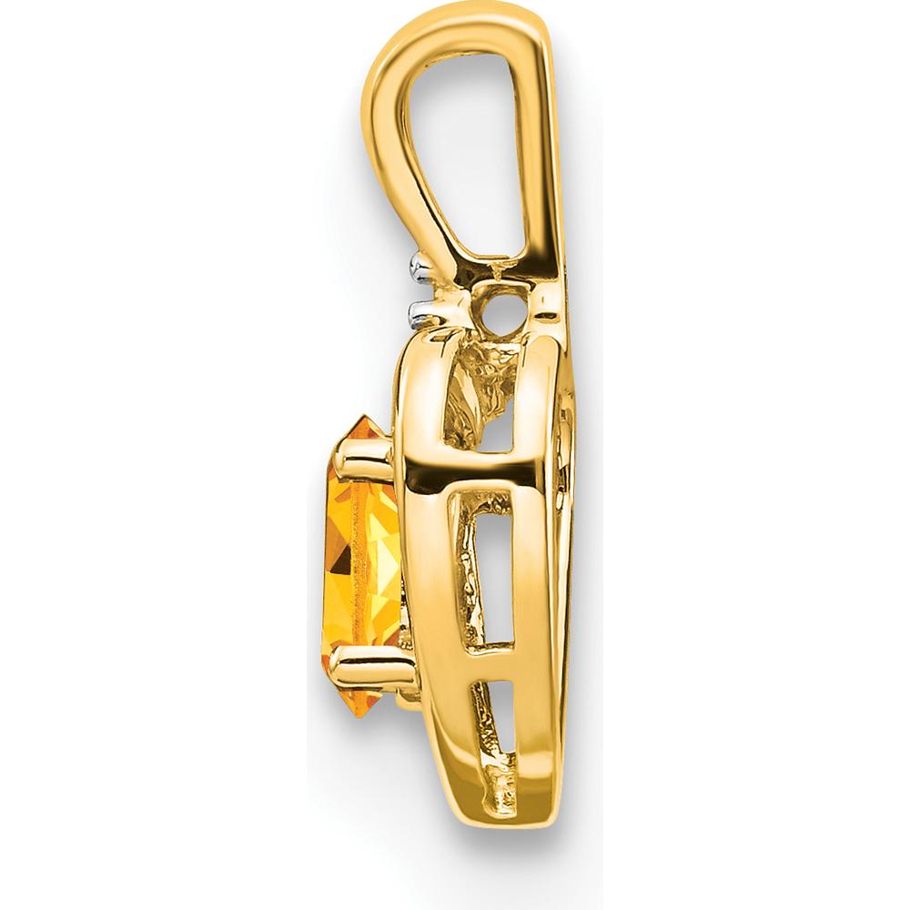 14K Yellow Gold Citrine Heart Pendant with Round Diamond Accent - 0.48 Carat Citrine, 0.007 Carat Diamond by Oro Pregiato
