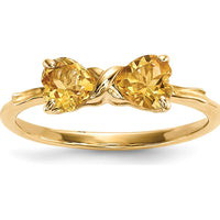 14K Yellow Gold Citrine Heart-Shaped Bow Ring - 10mm Total Stone Size by Oro Pregiato