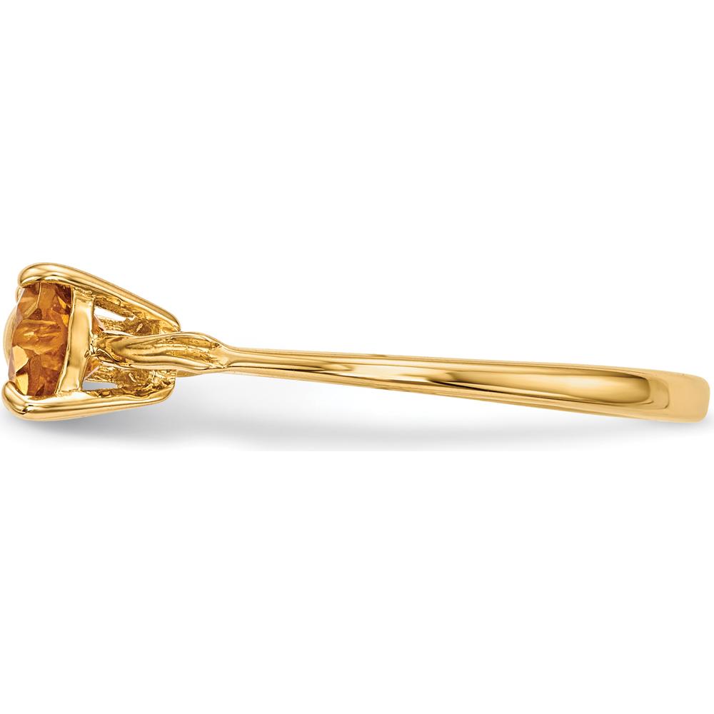 14K Yellow Gold Citrine Heart-Shaped Bow Ring - 10mm Total Stone Size by Oro Pregiato