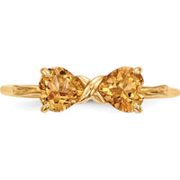 14K Yellow Gold Citrine Heart-Shaped Bow Ring - 10mm Total Stone Size by Oro Pregiato