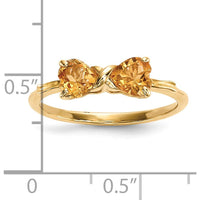14K Yellow Gold Citrine Heart-Shaped Bow Ring - 10mm Total Stone Size by Oro Pregiato