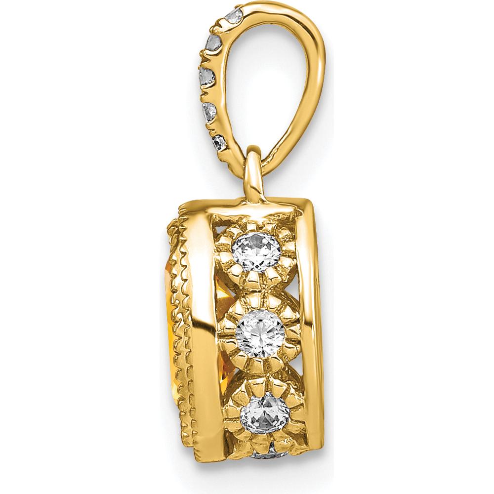 14K Yellow Gold Citrine Pendant with Round Diamond Accents - 0.91 Carat Total Gemstone Weight by Lumare Gioia