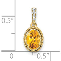 14K Yellow Gold Citrine Pendant with Round Diamond Accents - 0.91 Carat Total Gemstone Weight by Lumare Gioia