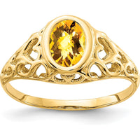 14K Yellow Gold Citrine Ring with 7x5mm Oval Checkerboard Cut - 0.85 Carat Total Citrine Weight by Monteluci Fine Jewelry