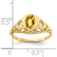 14K Yellow Gold Citrine Ring with 7x5mm Oval Checkerboard Cut - 0.85 Carat Total Citrine Weight by Monteluci Fine Jewelry