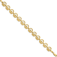 14K Yellow Gold Claddagh Circle Link Bracelet with Lobster Clasp - 7.25" Length by Oro Pregiato