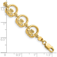14K Yellow Gold Claddagh Circle Link Bracelet with Lobster Clasp - 7.25" Length by Oro Pregiato