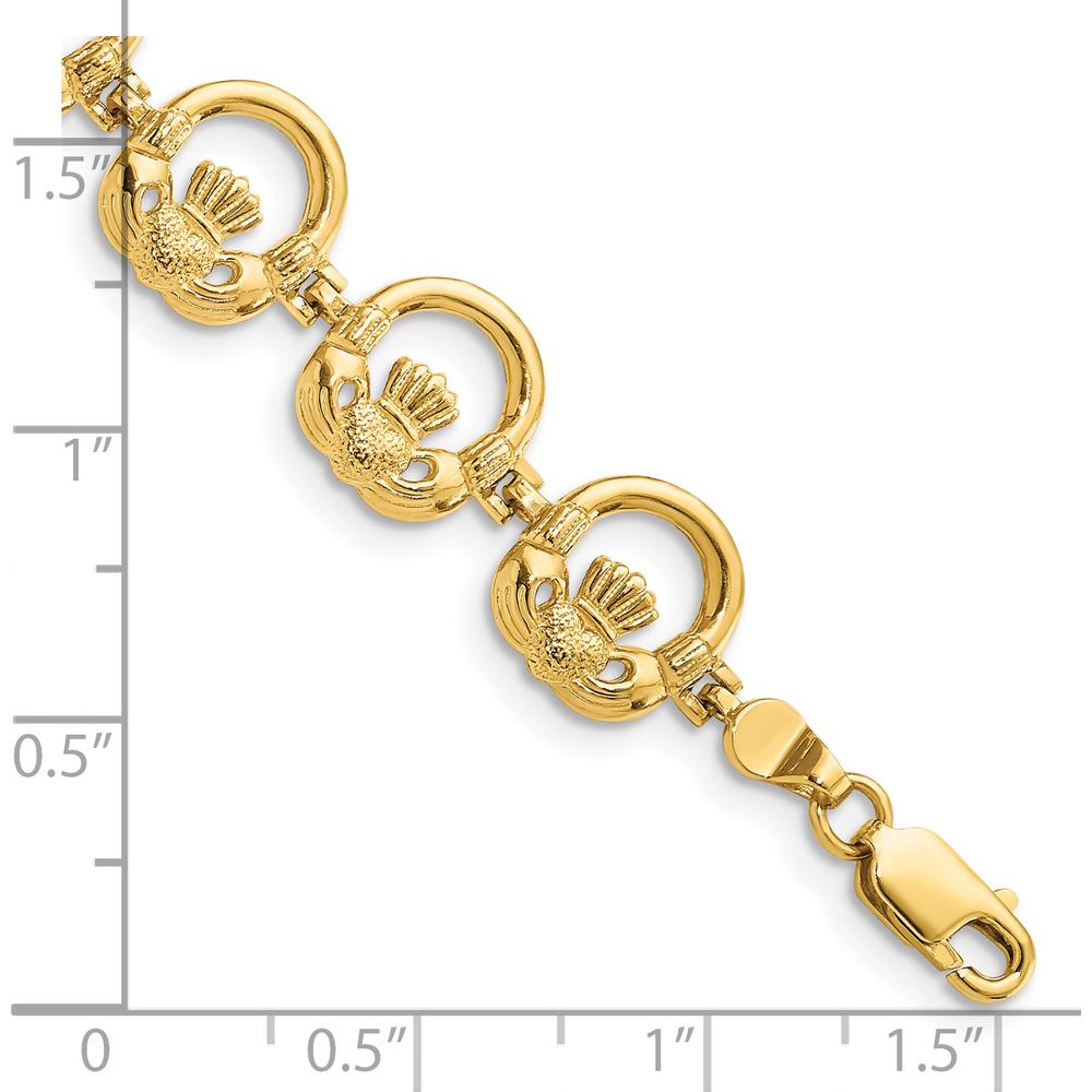 14K Yellow Gold Claddagh Circle Link Bracelet with Lobster Clasp - 7.25" Length by Oro Pregiato