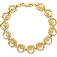 14K Yellow Gold Claddagh Circle Link Bracelet with Lobster Clasp - 7.25" Length by Oro Pregiato