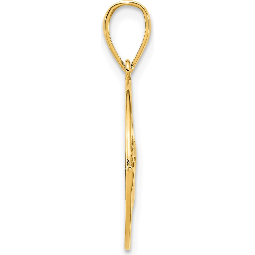 14K Yellow Gold Claddagh Circle Pendant with Polished Finish by Oro Pregiato