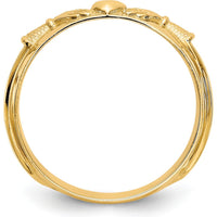 14K Yellow Gold Claddagh Men's Band Ring with Textured Detailing by Oro Pregiato