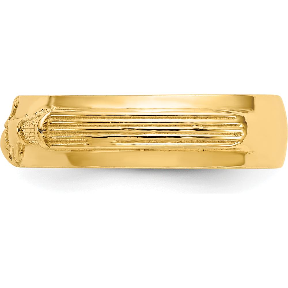 14K Yellow Gold Claddagh Men's Band Ring with Textured Detailing by Oro Pregiato