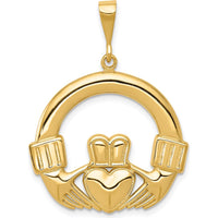 14K Yellow Gold Claddagh Pendant - Symbol of Love and Loyalty by Oro Pregiato