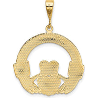 14K Yellow Gold Claddagh Pendant - Symbol of Love and Loyalty by Oro Pregiato
