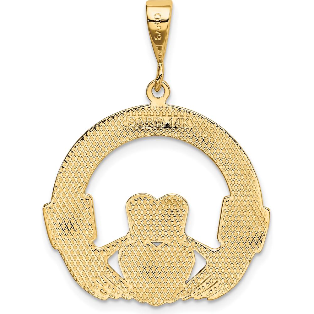 14K Yellow Gold Claddagh Pendant - Symbol of Love and Loyalty by Oro Pregiato