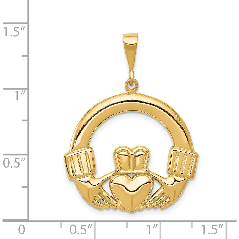 14K Yellow Gold Claddagh Pendant - Symbol of Love and Loyalty by Oro Pregiato