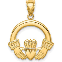 14K Yellow Gold Claddagh Pendant - Symbol of Love, Loyalty, and Friendship by Oro Pregiato