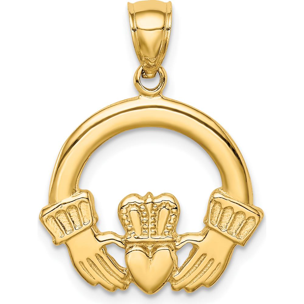 14K Yellow Gold Claddagh Pendant - Symbol of Love, Loyalty, and Friendship by Oro Pregiato