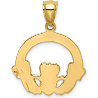 14K Yellow Gold Claddagh Pendant - Symbol of Love, Loyalty, and Friendship by Oro Pregiato