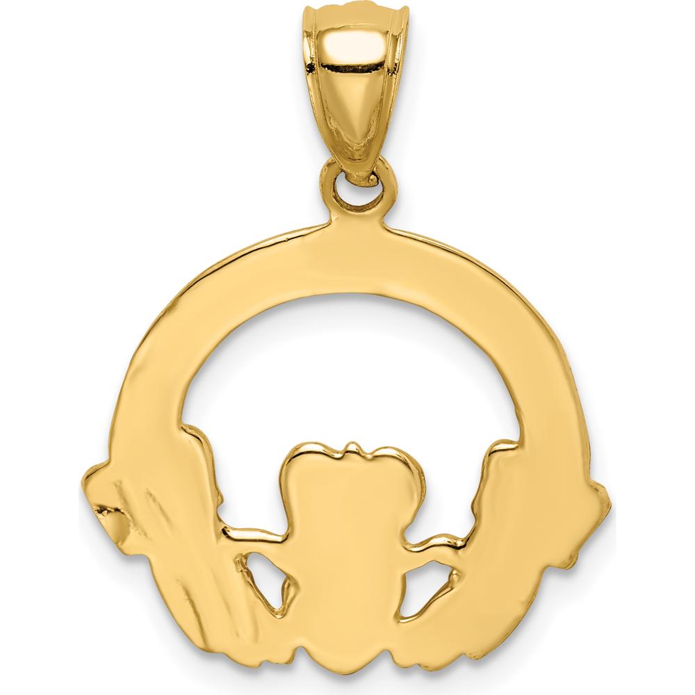 14K Yellow Gold Claddagh Pendant - Symbol of Love, Loyalty, and Friendship by Oro Pregiato