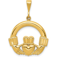 14K Yellow Gold Claddagh Pendant - Symbol of Love, Loyalty, and Friendship by Oro Pregiato