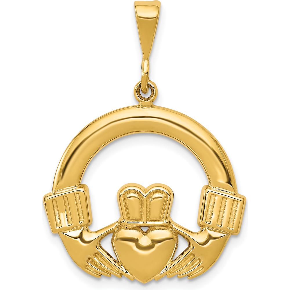 14K Yellow Gold Claddagh Pendant - Symbol of Love, Loyalty, and Friendship by Oro Pregiato