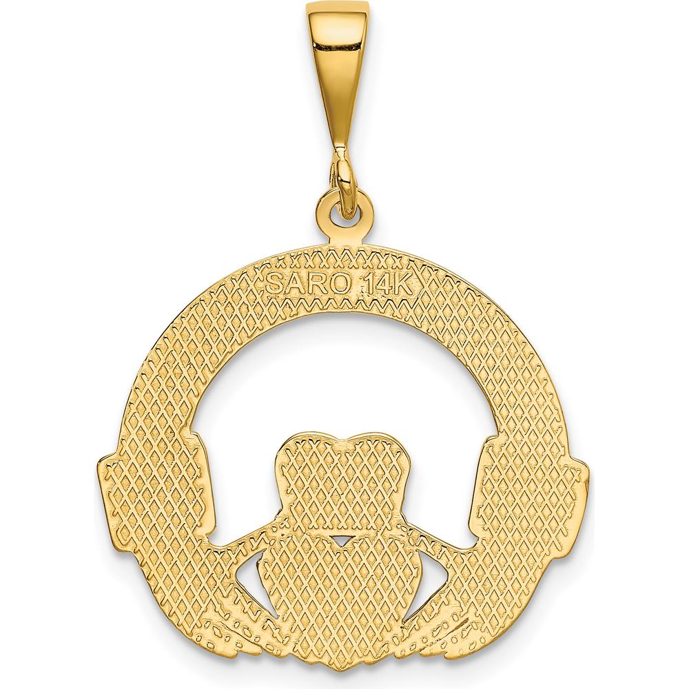 14K Yellow Gold Claddagh Pendant - Symbol of Love, Loyalty, and Friendship by Oro Pregiato
