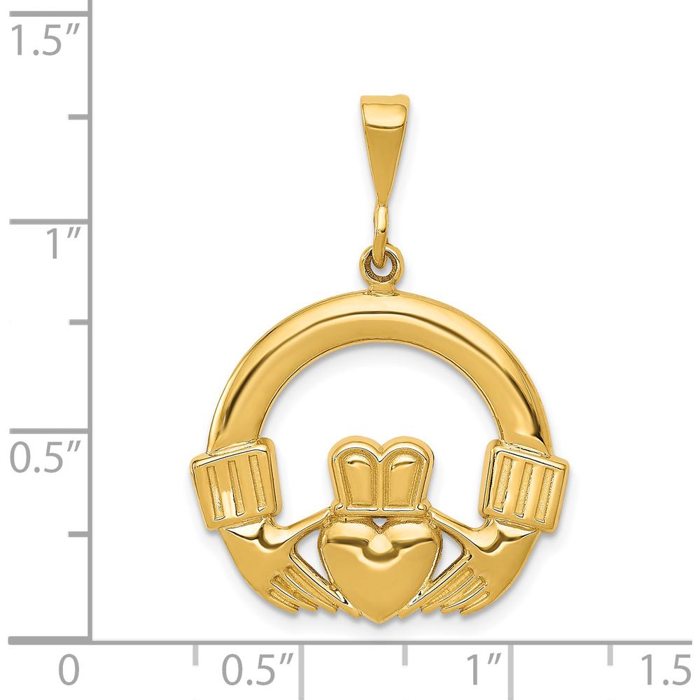 14K Yellow Gold Claddagh Pendant - Symbol of Love, Loyalty, and Friendship by Oro Pregiato