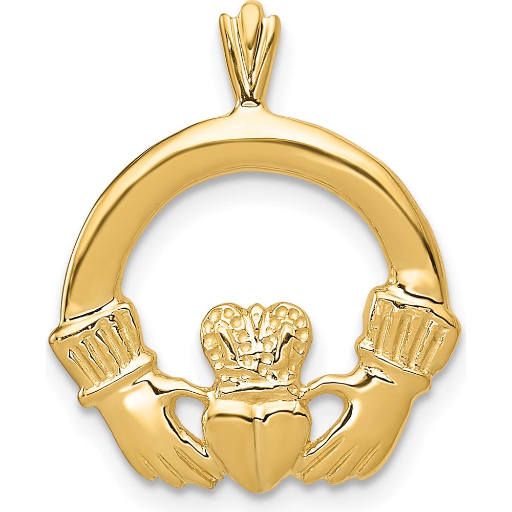 14K Yellow Gold Claddagh Pendant - Timeless Irish Symbol of Love and Loyalty by Oro Pregiato