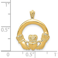14K Yellow Gold Claddagh Pendant - Timeless Irish Symbol of Love and Loyalty by Oro Pregiato