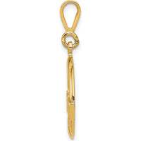 14K Yellow Gold Claddagh Pendant with Textured Back - 30mm Length by Oro Pregiato