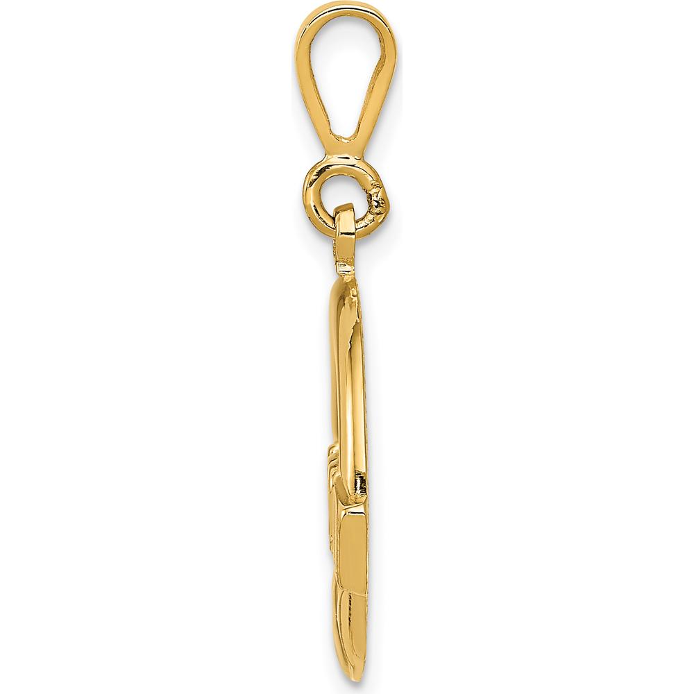 14K Yellow Gold Claddagh Pendant with Textured Back - 30mm Length by Oro Pregiato
