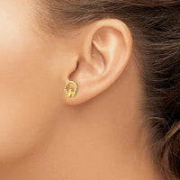 14K Yellow Gold Claddagh Post Earrings - 12mm Length by 0
