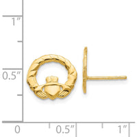 14K Yellow Gold Claddagh Post Earrings - 12mm Length by 0