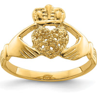 14K Yellow Gold Claddagh Ring Mounting - Customizable Design for Engagement or Personalized Jewelry by Oro Pregiato