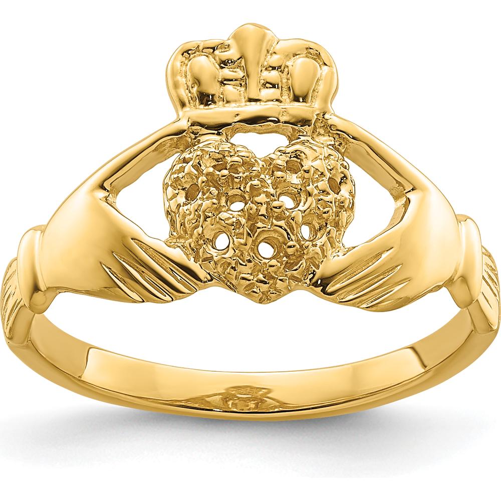 14K Yellow Gold Claddagh Ring Mounting - Customizable Design for Engagement or Personalized Jewelry by Oro Pregiato