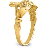 14K Yellow Gold Claddagh Ring Mounting - Customizable Design for Engagement or Personalized Jewelry by Oro Pregiato