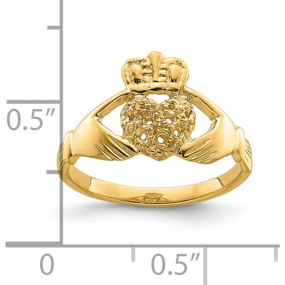 14K Yellow Gold Claddagh Ring Mounting - Customizable Design for Engagement or Personalized Jewelry by Oro Pregiato