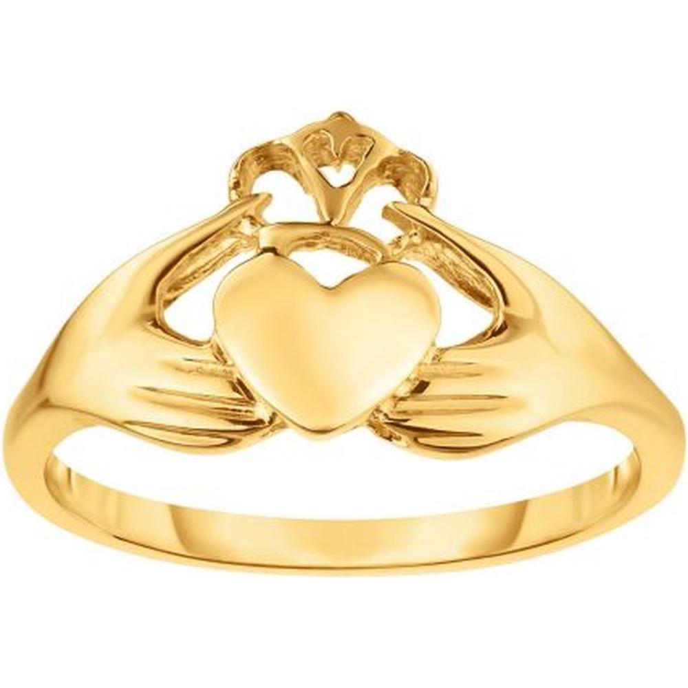 14K Yellow Gold Claddagh Ring - Size 7 - Symbolic Heart, Crown, and Hands Design by Orozza Fine Jewelry