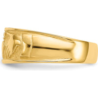 14K Yellow Gold Claddagh Ring with Textured Detailing - 7mm Width by Oro Pregiato