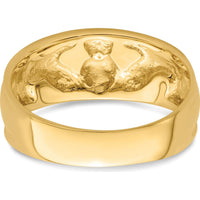 14K Yellow Gold Claddagh Ring with Textured Detailing - 7mm Width by Oro Pregiato