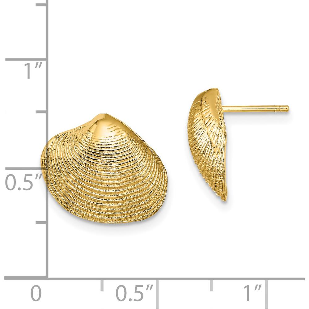 14K Yellow Gold Clam Shell Post Earrings - Polished Finish by 0