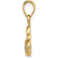 14K Yellow Gold Classic Antique Car Pendant - Polished Finish, Solid Construction, Textured Back by Oro Pregiato