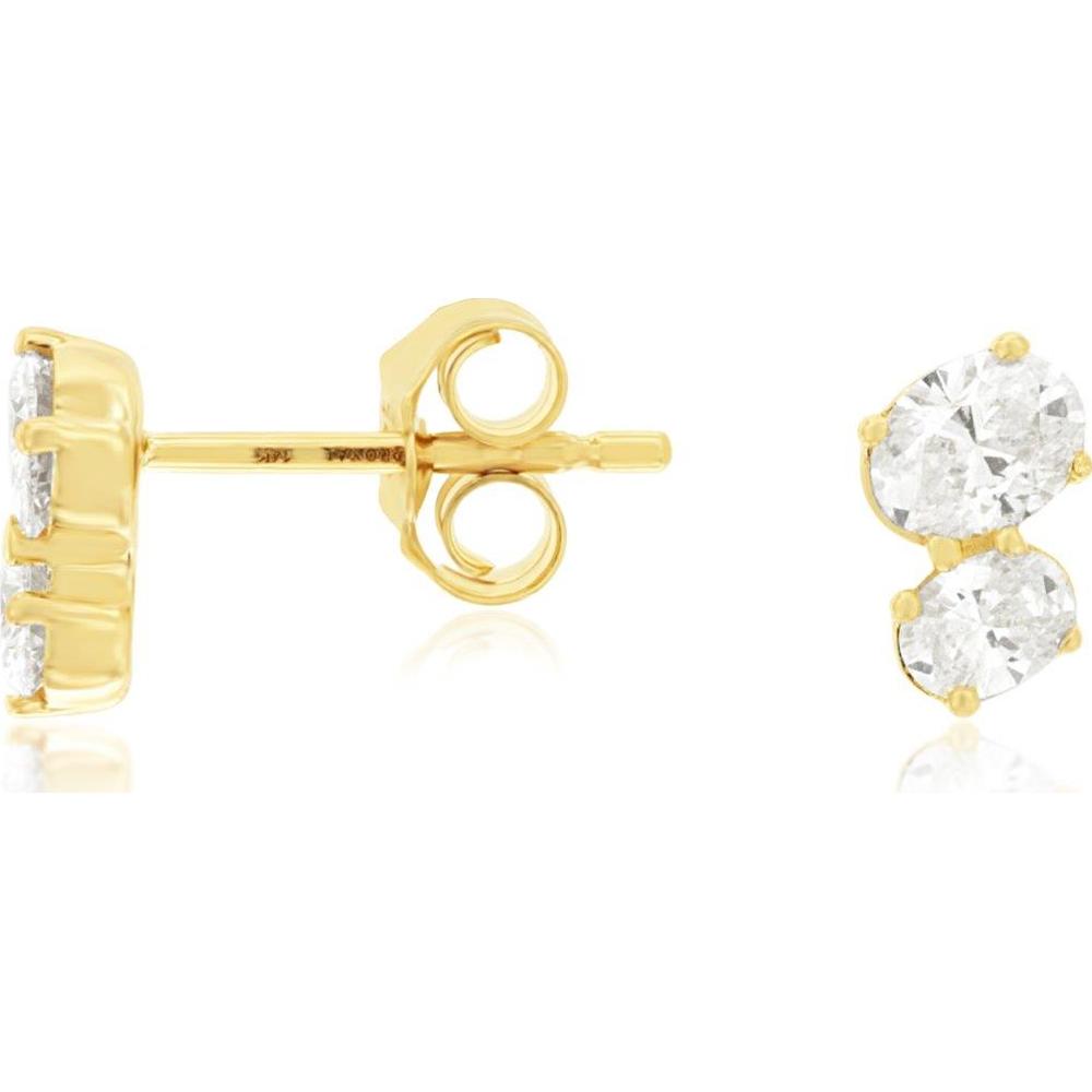 14K Yellow Gold Classic Round Diamond Stud Earrings with Friction Backs - 0.62 Carat Total Diamond Weight - Royal Jewelry