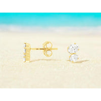 14K Yellow Gold Classic Round Diamond Stud Earrings with Friction Backs - 0.62 Carat Total Diamond Weight - Royal Jewelry