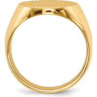 14K Yellow Gold Closed Back Men's Signet Ring - Polished & Brushed Finish, 15.5x19.0mm by 0