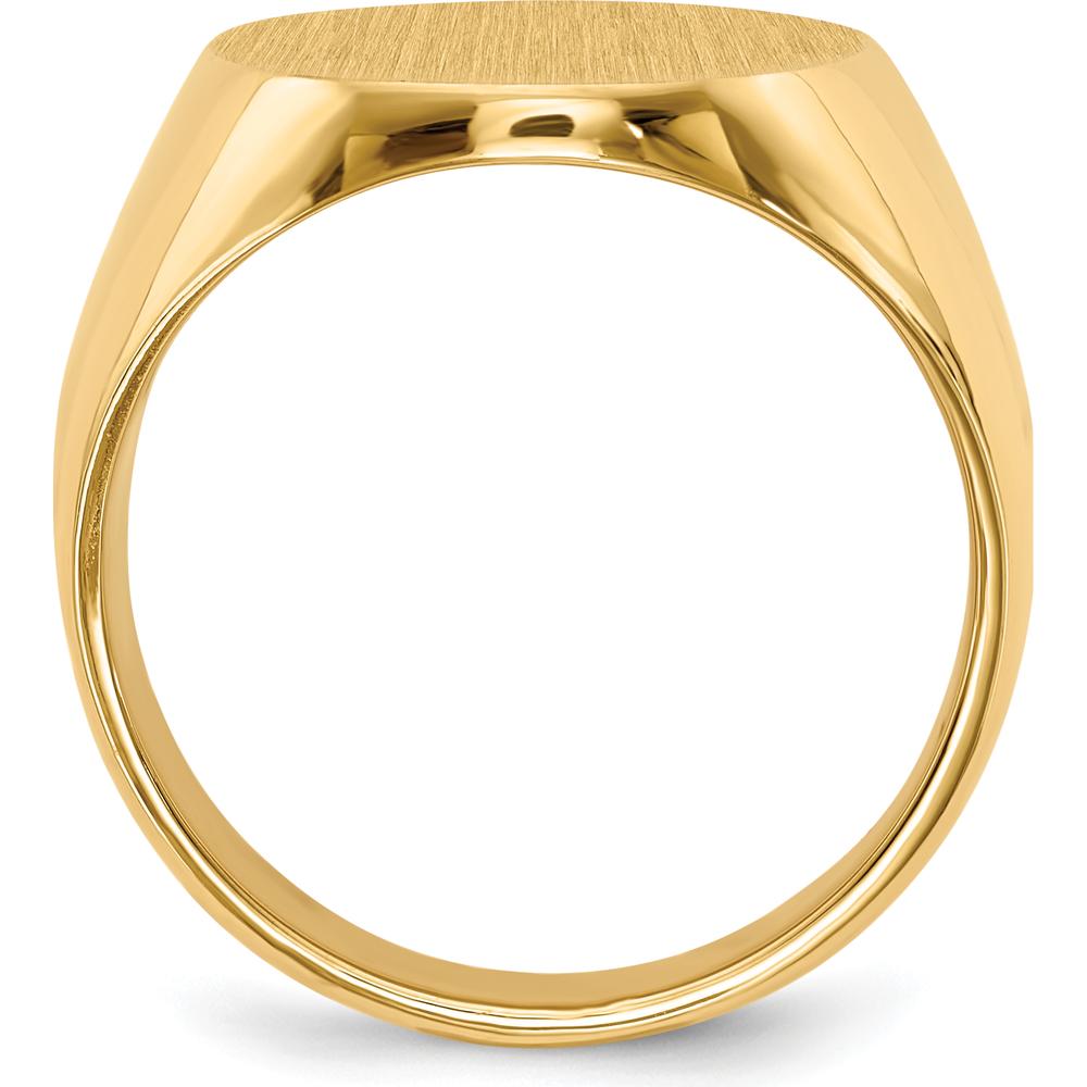 14K Yellow Gold Closed Back Men's Signet Ring - Polished & Brushed Finish, 15.5x19.0mm by 0